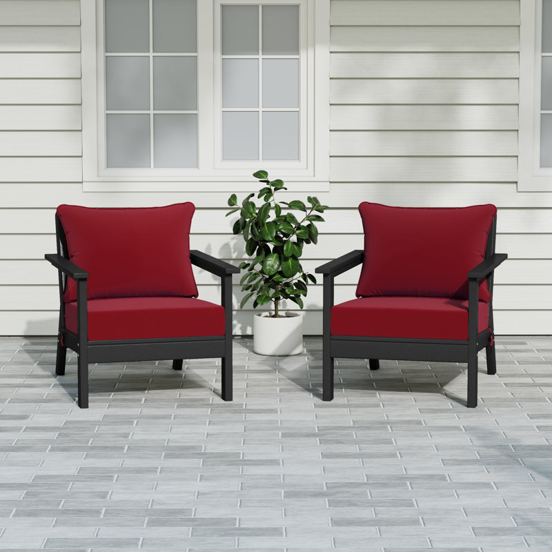 Chaise profonde avec coussins (ensemble de 2), Red, Noir