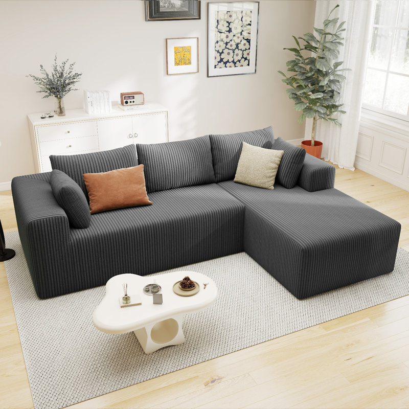 Boneless 105.5 ''Modular Sectional Sofa Couches L-Shape Couch 3 Seat Modular Sofa Memory Foam Sectional Couches For Living Room