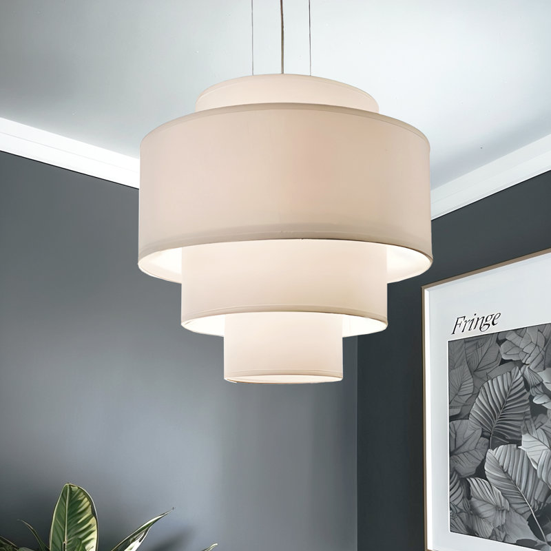 Luminaire suspendu en forme de tambour 4 lumières avec diffuseur inférieur