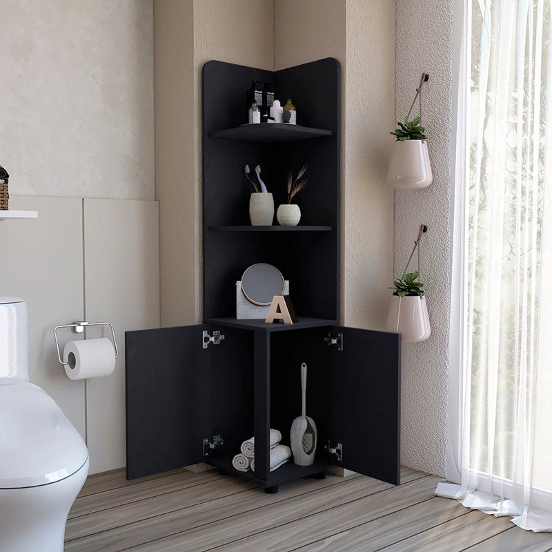 Armoire autoportante Kairatu, salle de bain, noir