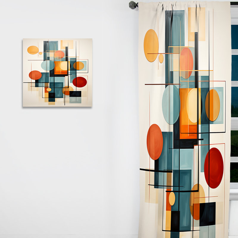 Rideau occultant coloré Mid-Century Retro Reflections IV - Mid-Century, L 52 po x L 108 po