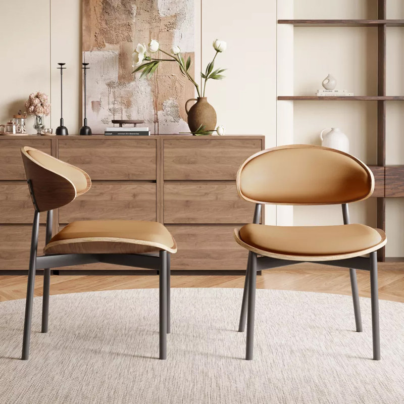 Ensemble de 2 chaises de salle à manger sans accoudoirs (siège rembourré doux / pieds en métal)