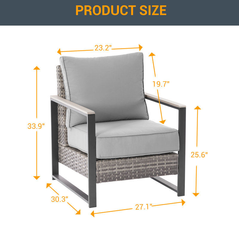 Ensemble de canapé de patio 2 pièces avec coussin Henrie, Gris
