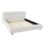 Lit tapissier contemporain à profil bas avec tissu en molleton Teddy et pieds ronds massifs Design courbé élégant pour la chambre à coucher, grand lit, blanc