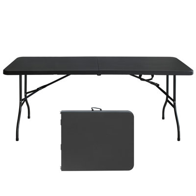 6Ft Folding Table, Portable Plastic Table For Camping, Picnics, Parties, High Load Bearing Foldable Table