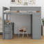 Lit mezzanine avec placards et bureau à 2 tiroirs avec armoire-414660438