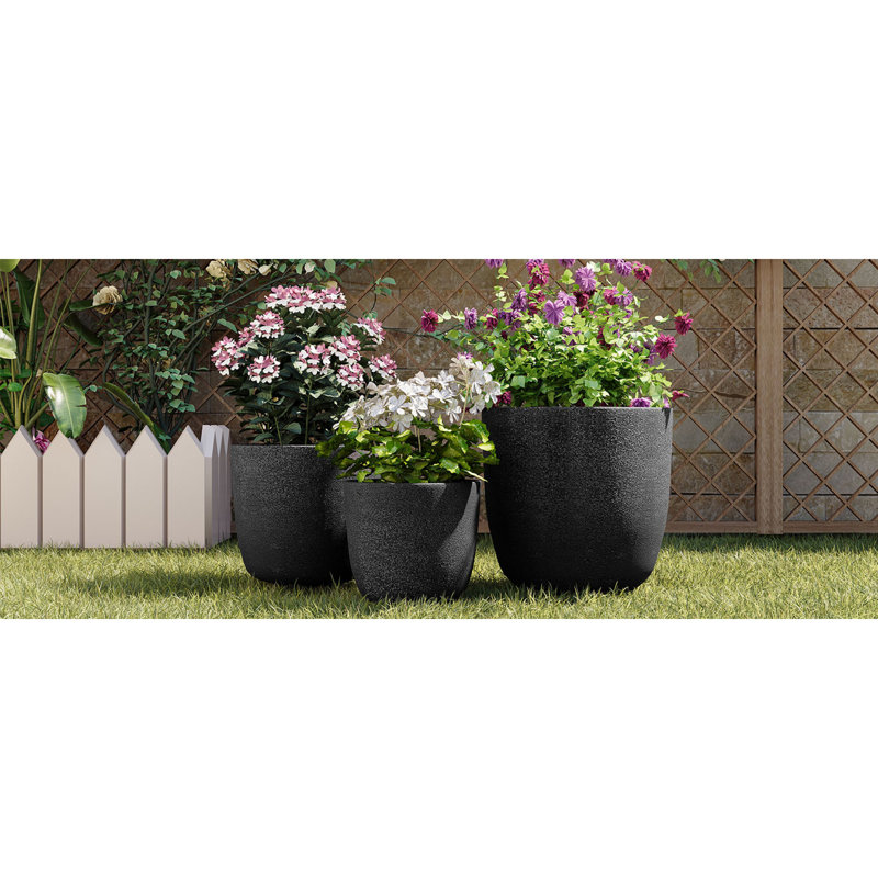 Ensemble de jardinières Mgo peu encombrant, finition noire pour le jardin et la maison