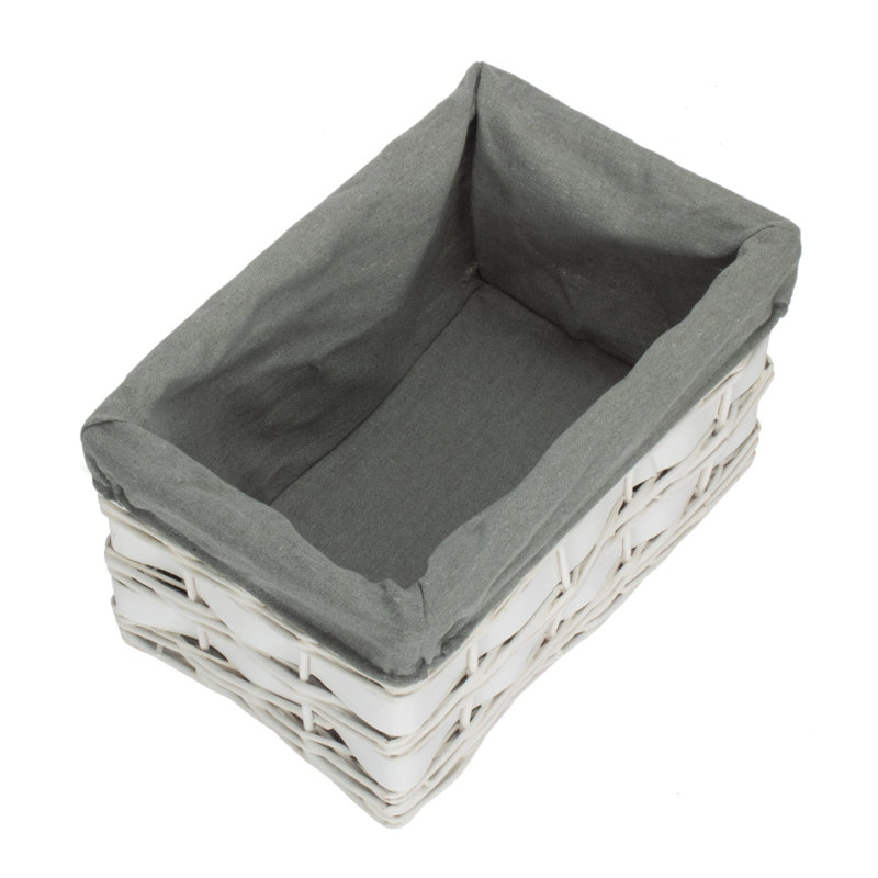 Highland Dunes Wicker Decorative Basket, White Grey