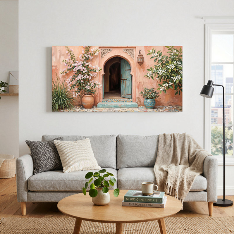 Ensemble de 1 tableau sur toile représentant une porte marocaine, 32“W x 16”H, Wrapped Canvas