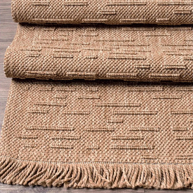 Tapis brun en polypropylène antidérapant Makale résistant aux taches et facile à nettoyer, 4 pi x 4 pi