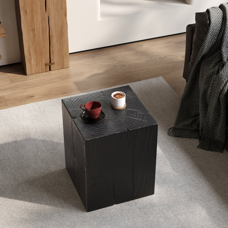 Elegant Wood-look End Table, Fibreglass & Magnesium Oxide, Modern Style For Indoor & Outdoor Use
