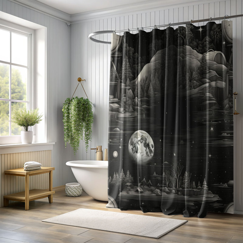 Lashay Abstract Shower Curtain, 74"H x 71"W