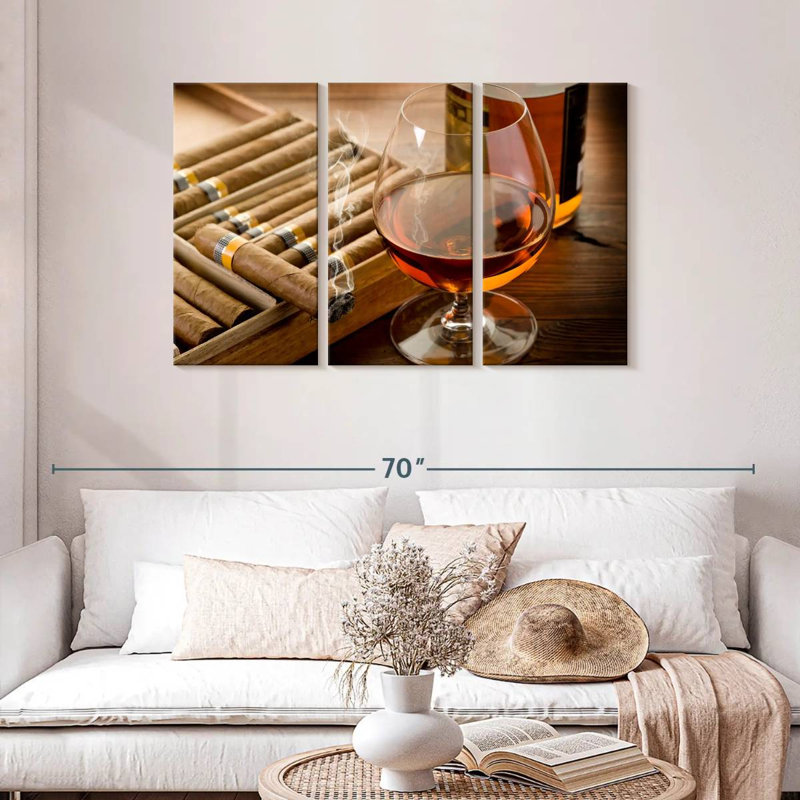 Senne, alcool cubain et cigare, H 42 po x l 65 po