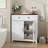 Farmhouse Storage Cabinet With Drawer And Adjustable Shelf, White Kitchen Cabinet With Walnut Countertop,  Modern Coffee Bar Console Cabinet For Kitchen, Dining Room, Bathroom, Entryway