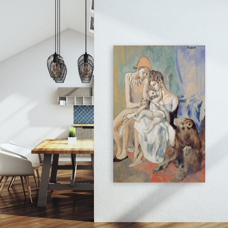 Harlequin Family With Monkey Contemporary Monkey Portrait Wall Art Print by Mathieu - Wrapped Canvas Print