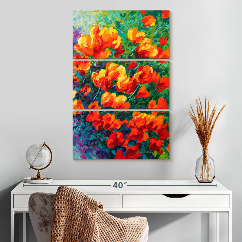 Coquelicots Harnek, Californie, orange, H 32 po x l 20 po