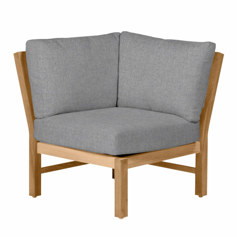 Fauteuil d'angle modulaire Club Teak - Teck naturel, Pas de soudure, Brume Verona, Teck naturel