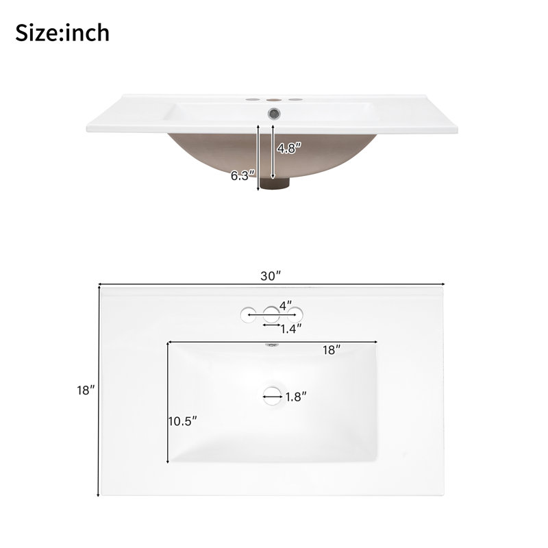  Meuble-lavabo 30 po avec lavabo en céramique, armoire de rangement, portes et tiroirs à fermeture en douceur, vert, Vert