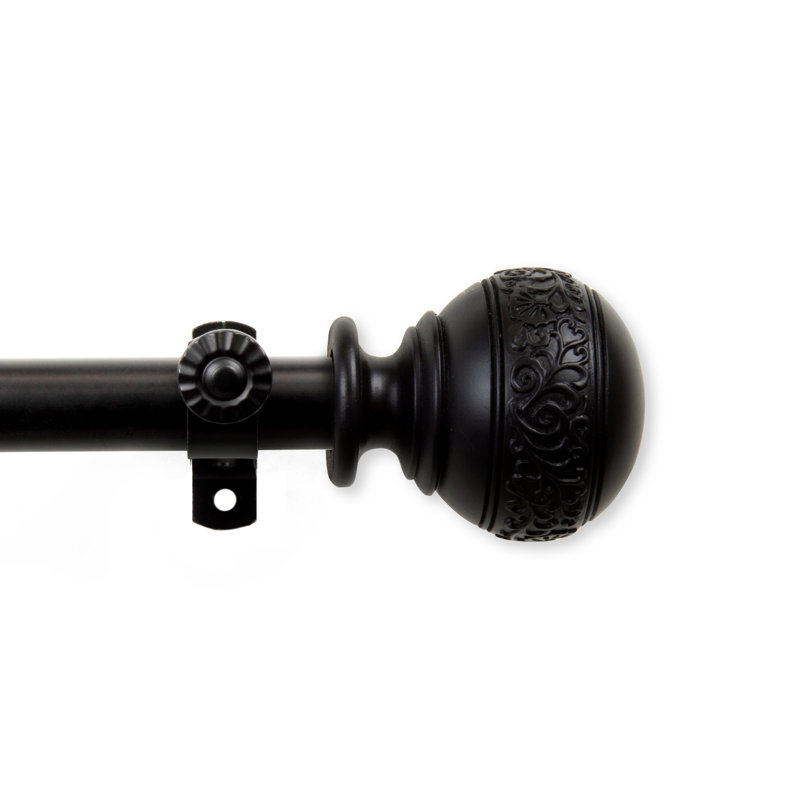 Ensemble de tringle à rideaux simple et quincaillerie pour baie vitrée à 4 côtés Solon, Noir, 18 po à 28 po (chaque côté)