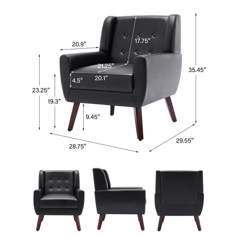 Fauteuil d'appoint Jaqueze, Similicuir noir
