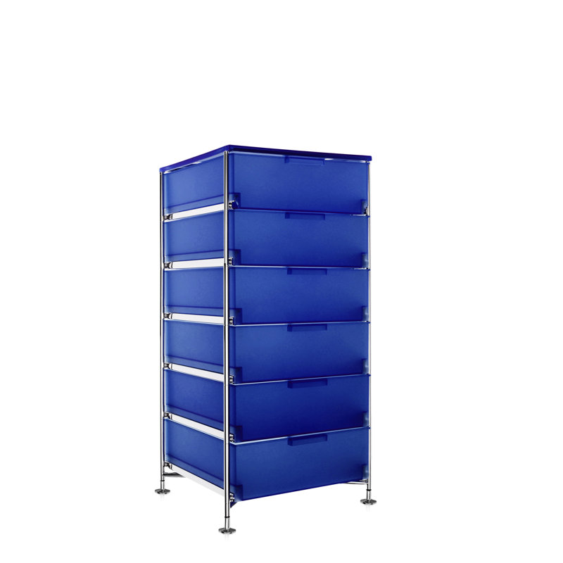 Mobil Drawer Storage, Translucent Cobalt, 6 Hi, With Wheels