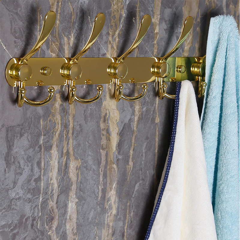 Gold Stainless Steel 5-Hook Wall Mounted Coat Rack