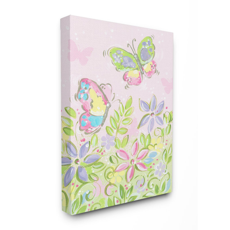 Dimick 'Butterflies and Flowers' Art, 40" H x 30" W, Wrapped Canvas