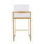 Tabouret de comptoir contemporain à dossier haut en acier doré et velours blanc par - ensemble de 2-1507200940-1507200929