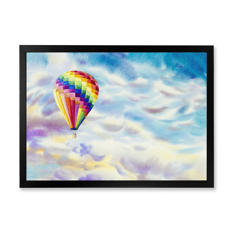«Colorful Air Ballons Landscape», reproduction sur toile flottante, H 8 po x l 12 po x P 1 po, Cadre photo noir