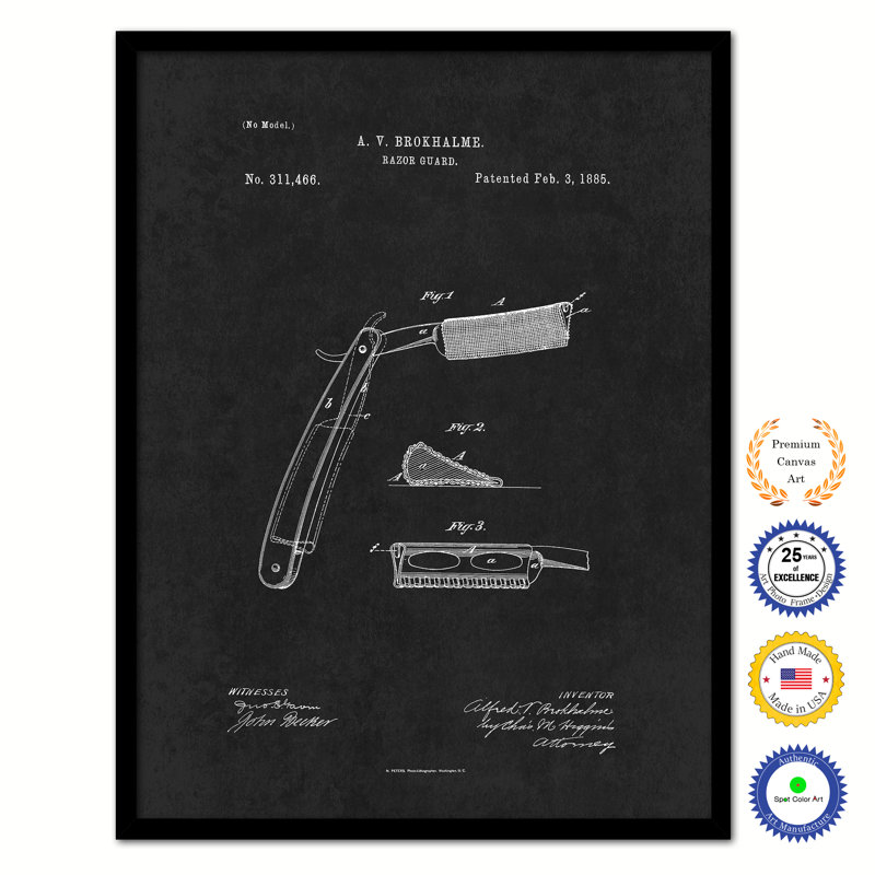 1885 Barber Razor Guard, H 17 po x l 13 po