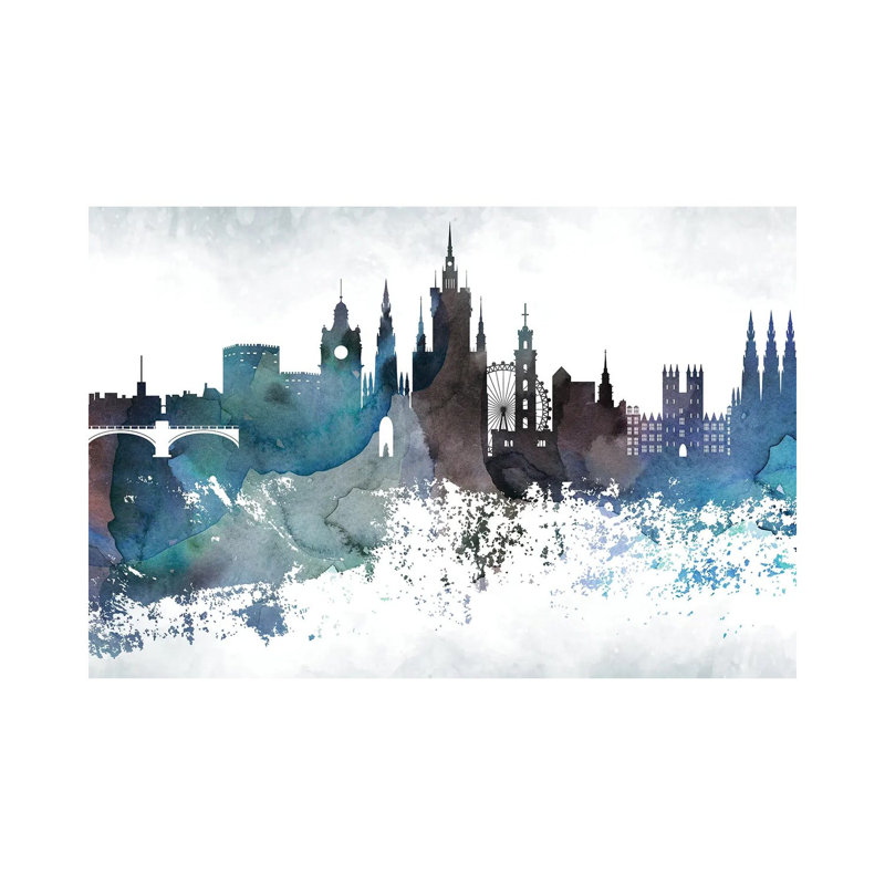 Edinburgh Bluish Skyline by WallDecorAddict - Wrapped Canvas Print, 20.32 cm H x 30.48 cm W