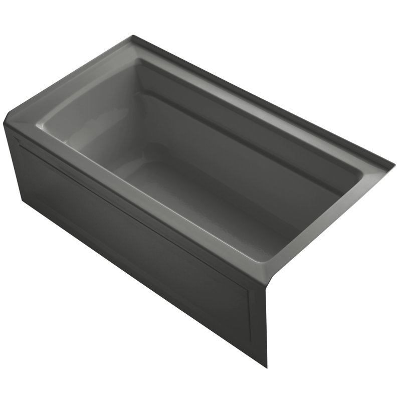 Archer 60" x 32" Soaking Acrylic Bathtub with Heater, Thunder Gray, Left