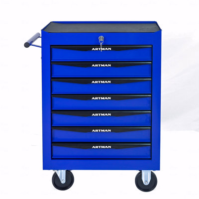 Armoire à outils roulante en métal à 7 tiroirs, armoire à outils à 7 tiroirs de 20 po avec glissières à roulement à billes, coffre à outils en acier (catégorie Armoire à outils)