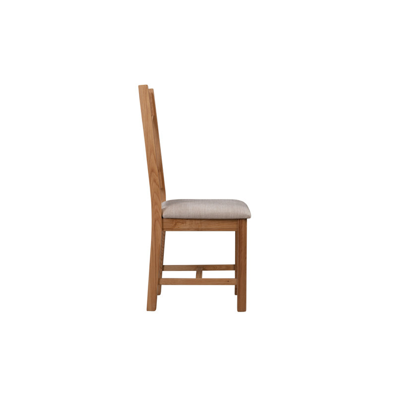 Layton 43cm H Polyester Blend Upholstered Cross Back Dining Chair, Natural Oak