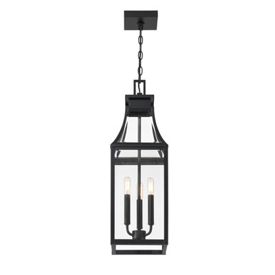 Lanterne suspendue d'extérieur 3 lumières Byrne en noir mat