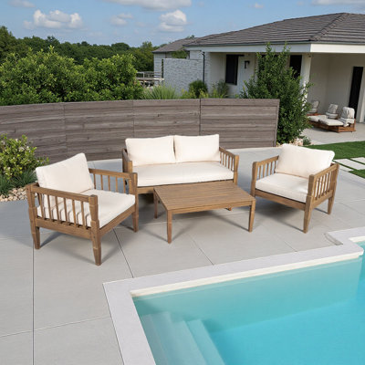 Ensemble de meubles de patio 4 pièces, mobilier d'extérieur modulaire avec coussin épais pour le balcon de la cour arrière