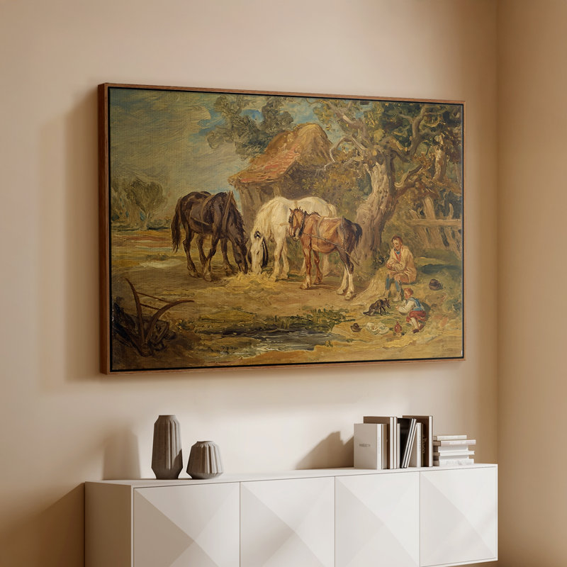 Le repas de midi, 1835 - James Ward, toile tendue avec châssis, 26 x 40, Noyer