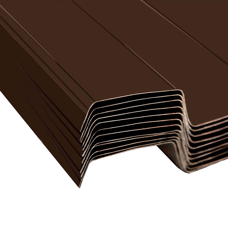 Ensemble de 12 panneaux de toiture ondulés en acier galvanisé WALPLUS de 129 x 45 cm, Brun