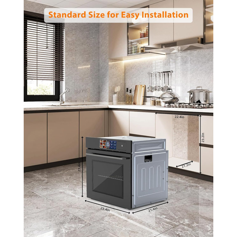 24" Built-In Electric Convection Oven, 2.5Cu. Ft, Smart Screen, Safety Lock, ETL Certifieddoor
