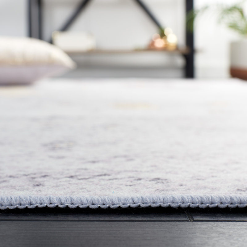 Tacoma Slate Machine Washable Area Rug In Grey & Gold, Rectangle 76 x 122cm