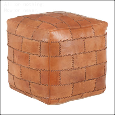 Industrial Ottoman in Leather and Canvas