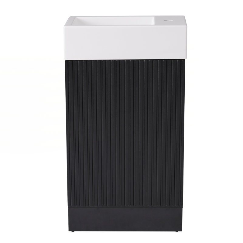 Armoire de salle de bain avec tablette à deux niveaux, Noir, noir, noir, noir