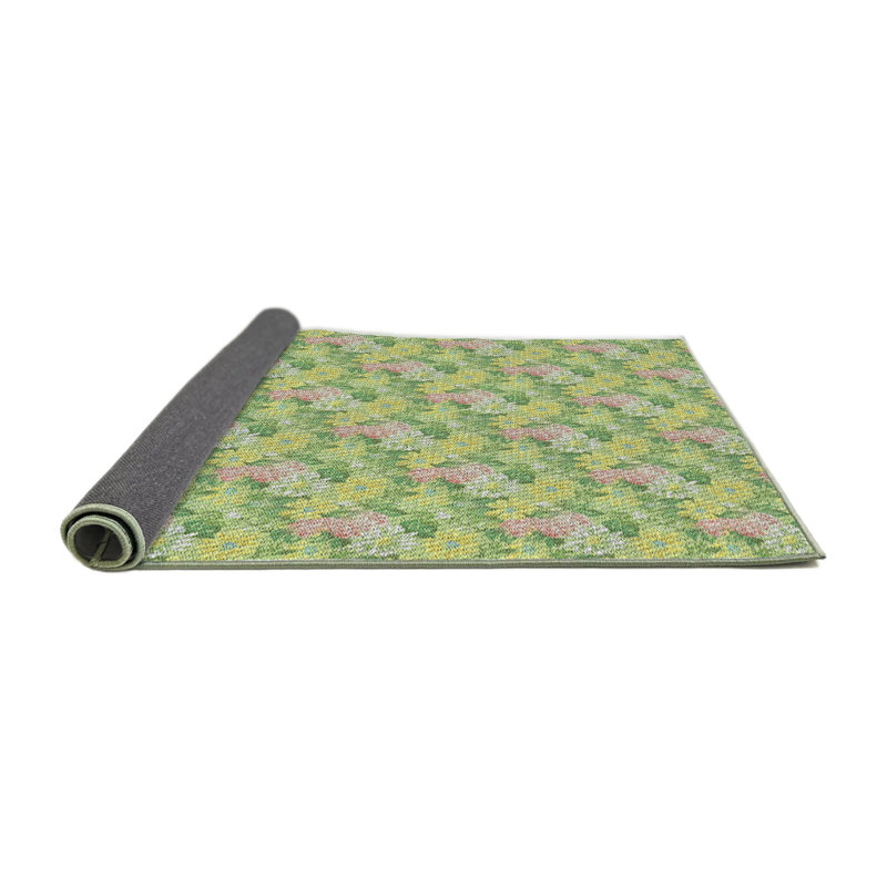 Tapis vert à motif floral Kajol, Rond 8 pi