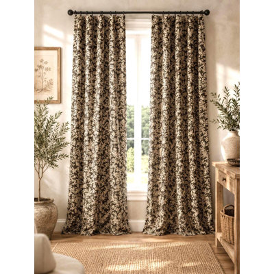 Rideaux à imprimé toile marron foncé