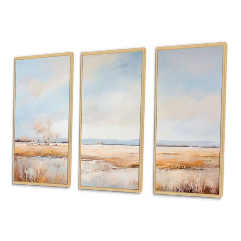 Ensemble d'art mural sur toile Pairies, Cadre naturel flottant, H 40 po x l 60 po x P 1 po