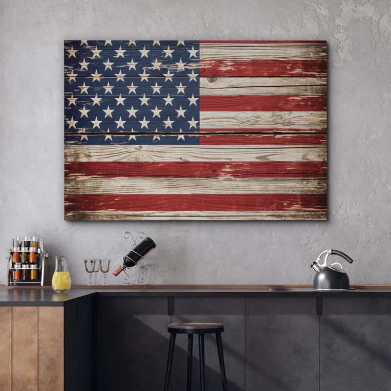 Country Flag " Wood Panel United States Flag ", 32" H x 48" W x 1.5" D