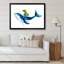 Baleine bleue sur fond blanc III - Peinture sur toile-67382771-67382786