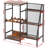 Mini Bar Table  3-Tier Trapezoidal Liquor Bottle Display Shelf with Glass Holder and Fences