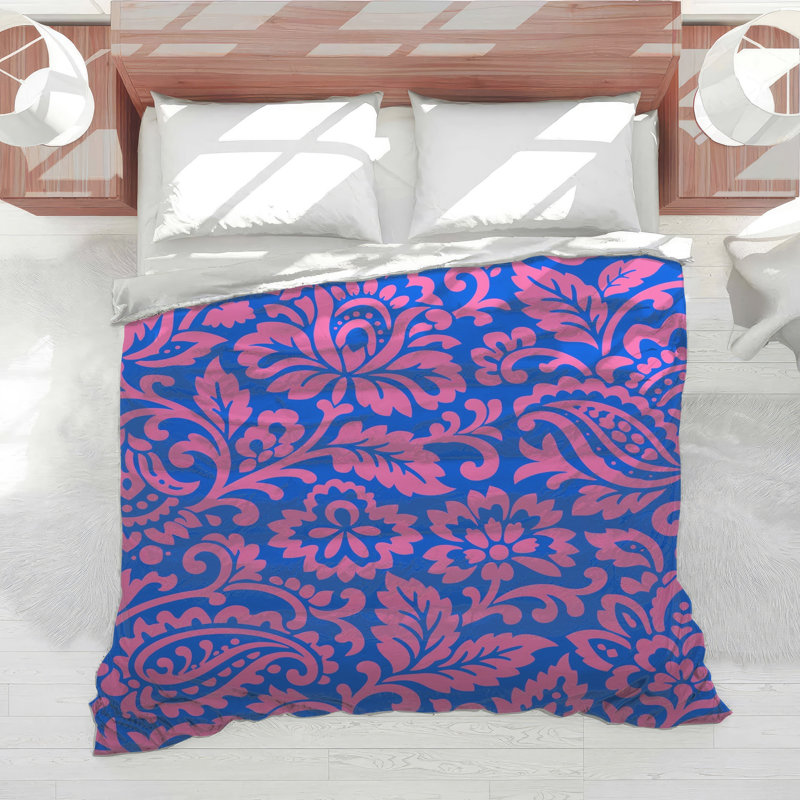 Pink Floral Damask Comforter, Queen