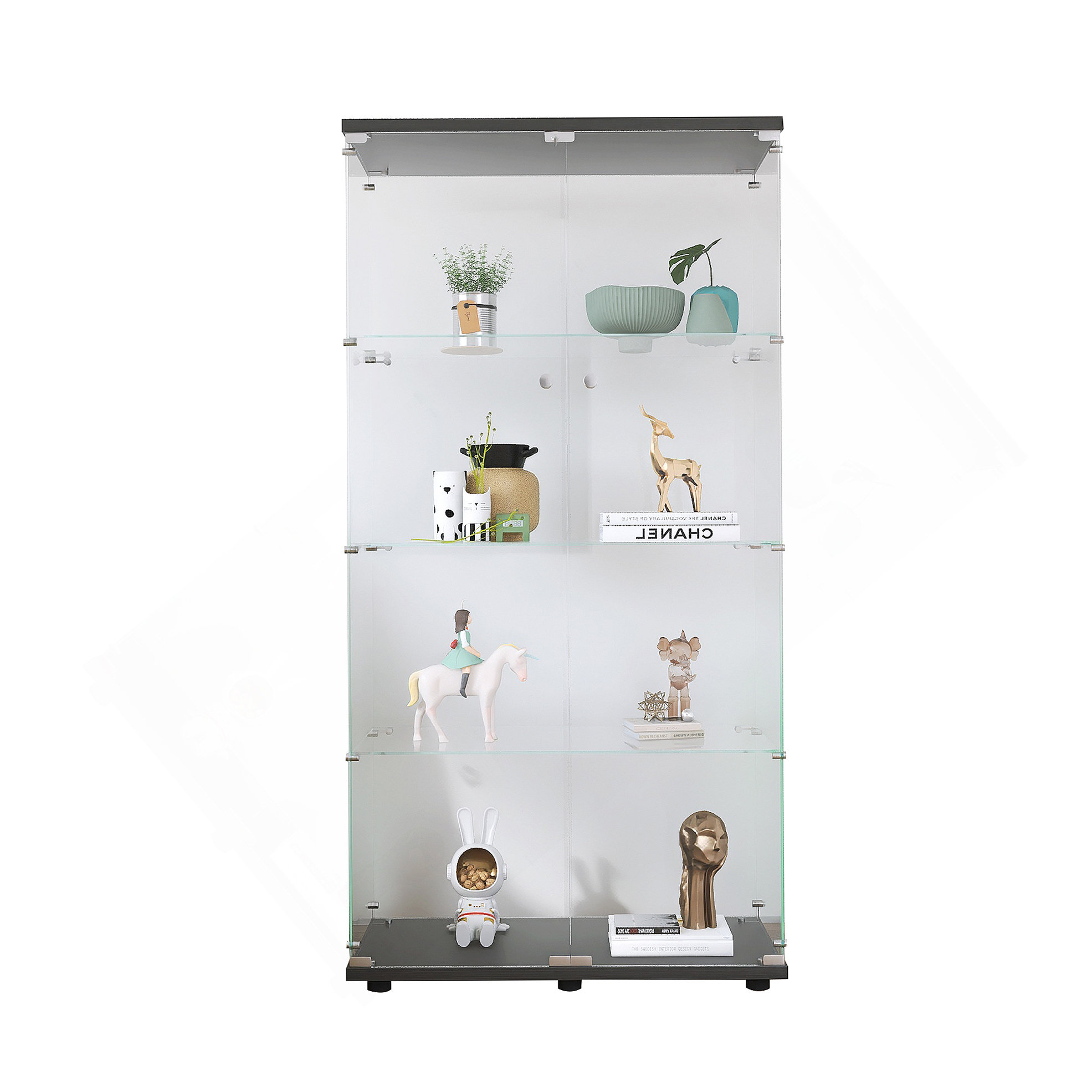 Ivy Bronx Two-door Glass Display Cabinet 4 Shelves with Door, Floor ...